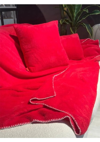 Wellsoft Tek Kişilik Tv Battaniye ve Kırlent Seti | Fuşya |150 x 200 cm