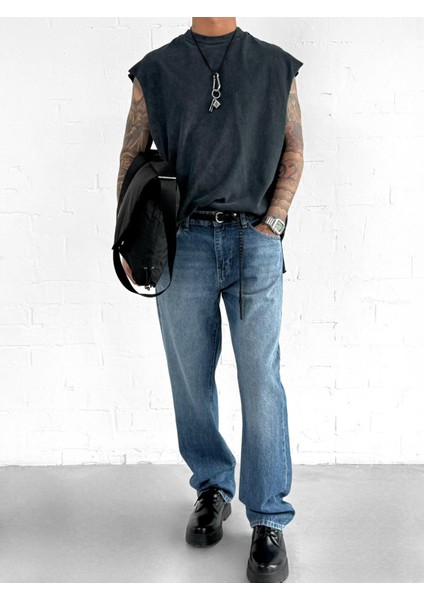 Erkek Baggy Fit Jean Mavi
