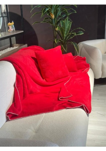 Wellsoft Tek Kişilik Tv Battaniye ve Kırlent Seti | Fuşya |150 x 200 cm