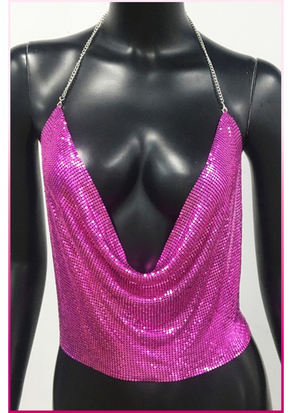 Kristal Taşlı Parlak Crop & Bluz Kolsuz Kayık Yaka Parti Plaj Büstiyer indirimleri