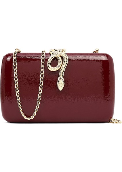 Kadın Bordo Aksesuar Detaylı Uzun Zincir Askılı Mini Abiye Portföy Çanta 25WBD295818