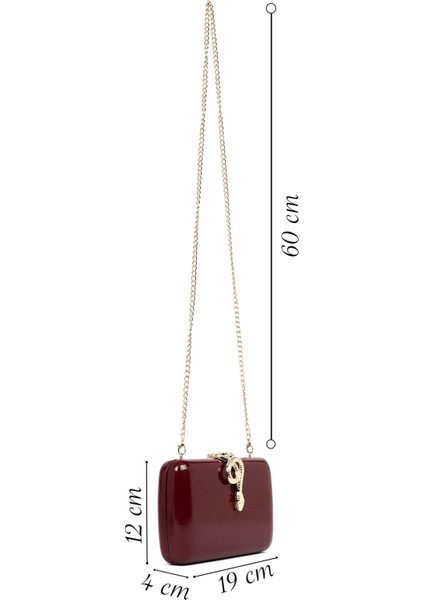 Kadın Bordo Aksesuar Detaylı Uzun Zincir Askılı Mini Abiye Portföy Çanta 25WBD295818 fiyatları