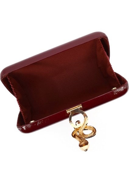 Kadın Bordo Aksesuar Detaylı Uzun Zincir Askılı Mini Abiye Portföy Çanta 25WBD295818