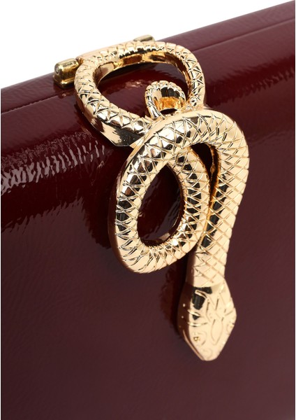 Kadın Bordo Aksesuar Detaylı Uzun Zincir Askılı Mini Abiye Portföy Çanta 25WBD295818