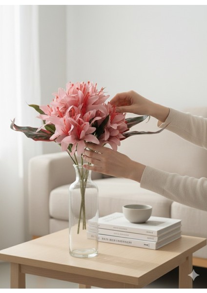 Pembe Çan Çiçeği ve Kırmızı Kılıç Çiçeği Aranjmanı Özel Gün Ev Dekorasyon