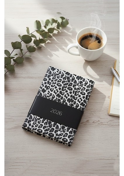 A5 2026 Leopar Kapak Ajanda 168 Yaprak Suni Deri Leopar Kapaklı Ajanda Ayraçlı Planlayıcı 15X21CM Günlük