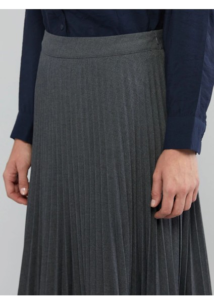 Classic Gri Beli Fermuarlı Pileli Etek fiyatları