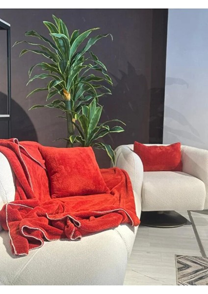 Wellsoft Tek Kişilik Tv Battaniye ve Kırlent Seti | Kiremit |150 x 200 cm modelleri