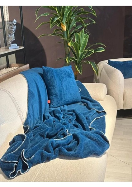 Wellsoft Tek Kişilik Tv Battaniye ve Kırlent Seti | Mavi |150 x 200 cm fiyatları