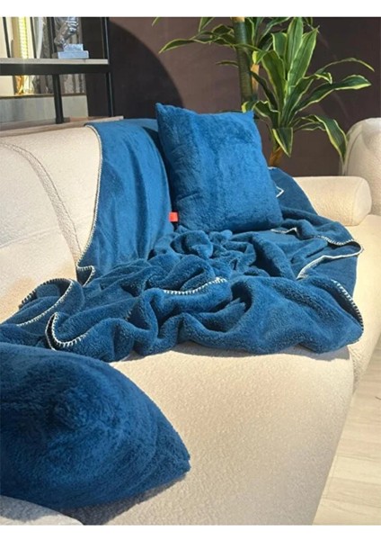 Wellsoft Tek Kişilik Tv Battaniye ve Kırlent Seti | Mavi |150 x 200 cm indirimleri