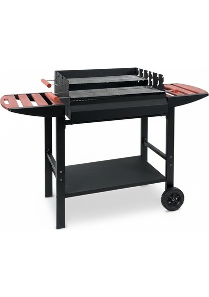 Büyük Boy Kömürlü Mangal – Çift Izgara, Tekerlekli, Ayarlanabilir Krom Izgara, Barbekü Mangal fiyatları