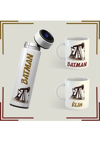 Batman Temalı Kupa ve Termos - Batman Şehri Kupa Bardak ve Termosu (2 Kupa 1 Termos)