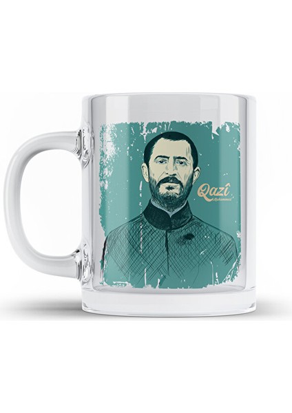 Qazi Muhammed Cam Kupa - Qazi Muhammed Resimli Şeffaf Camlı Kupa Bardak