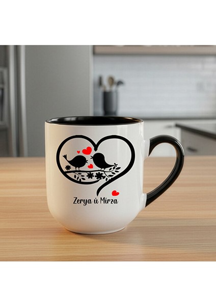 Sevgiliye ve Isme Özel Iki Isimli Oval Kupa Bardak - Sevgililer Için Kupa (Isim Için Mesaj Atınız)