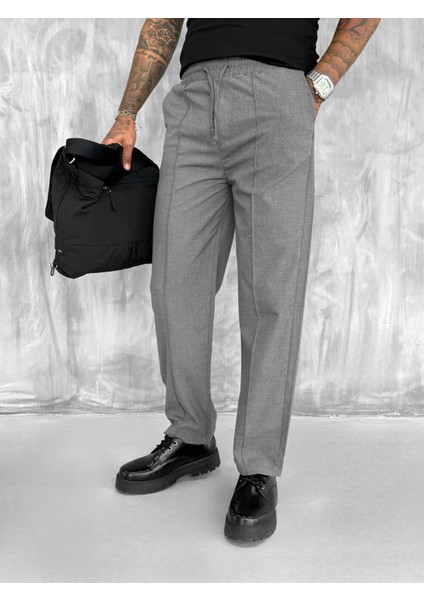 Erkek Beli Lastikli Baggy Pantolon Füme fiyatları