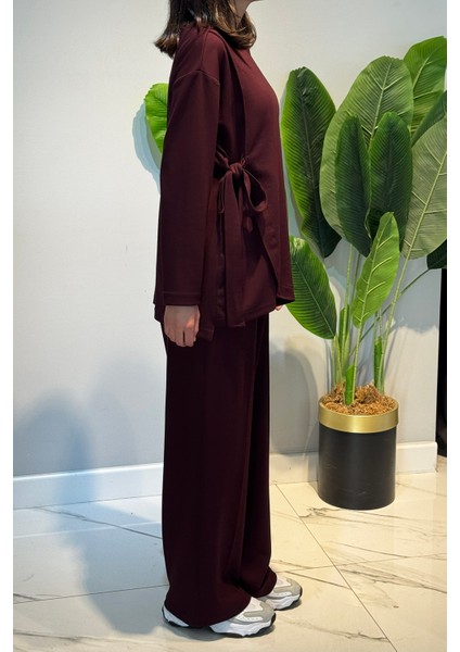 Bağcık Detay Tunik Pantolon Takım 2117 Bordo fiyatları