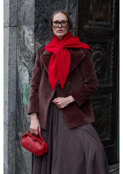 Çift Kat Fular Atkı Kırmızı