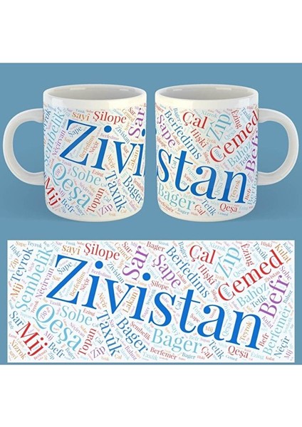 Kürtçe Kış Terimleri Kupası - Peyvên Zivistanê Porselen Kupa Bardak