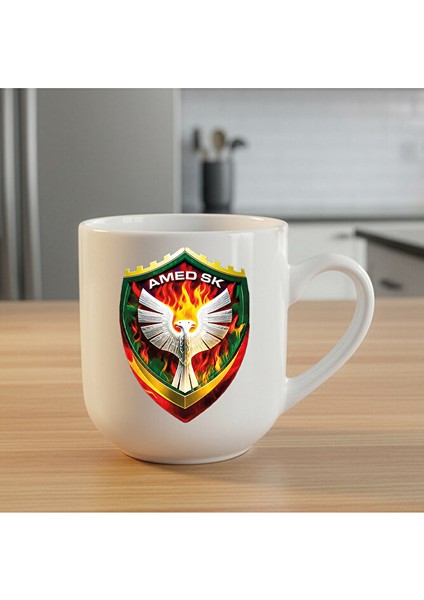 Amedspor Tasarımlı Beyaz Elite Kupa Bardak - Amed Spor Oval Sade Elite Kupası