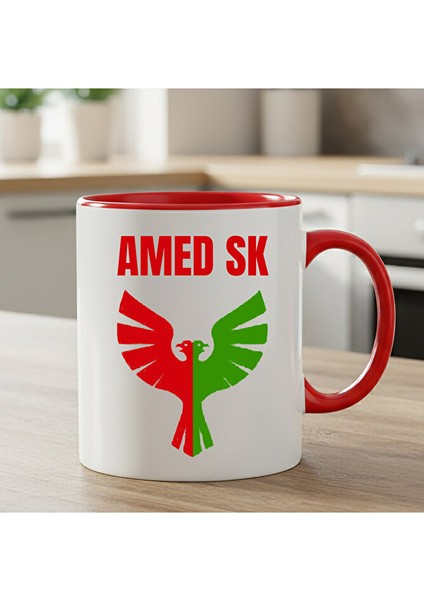 Kırmızı Renkli Amedspor Resimli Klasik Kupa Bardağı - Amed Spor Kırmızı Renkli Kupa Bardak