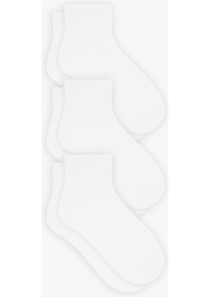 Erkek Pamuklu 3'lü Soket Çorap Beyaz
