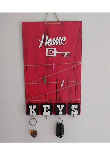 Ase Tic. Dekoratif Ahşap Anahtarlık Askısı Kırmızı &siyah fiyatları