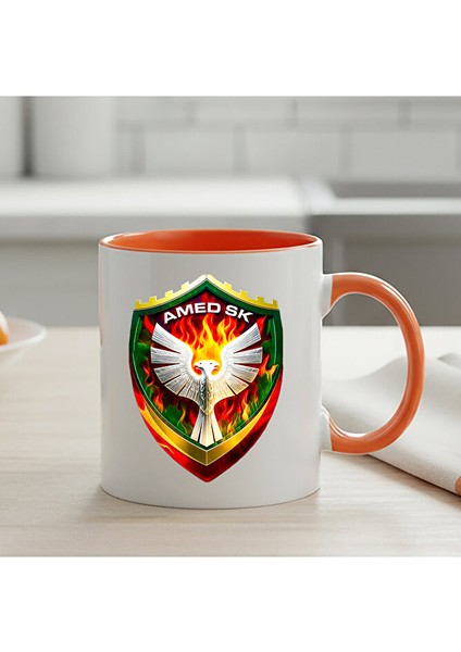 Amedspor Tasarımlı Turuncu Renkli Klasik Kupa Bardağı - Amed Spor Turuncu Renkli Klasik Kupa Bardak