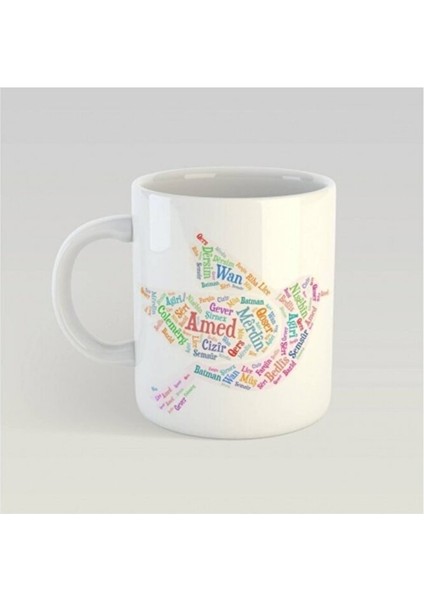 Kürtçe Şehir Porselen Kupa - Bajar - Kevok