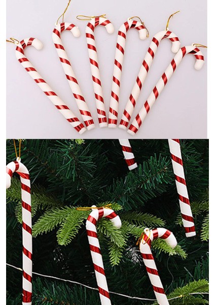 Yılbaşı Ağaç Süsü BASTON 17 cm Şeker Kamışı Ağaç Süsü modelleri