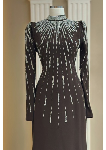 Ayla Abiye Elbise Kahverengi fiyatları