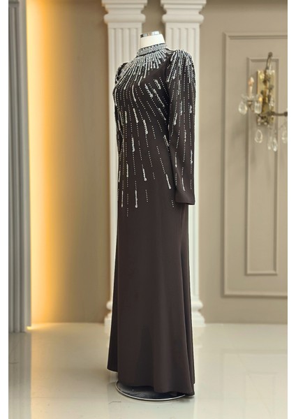 Ayla Abiye Elbise Kahverengi modelleri