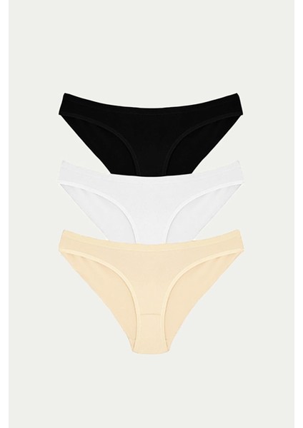 Arias Closet Pamuklu Siyah Beyaz Ten Rengi 3'lü Külot fiyatları