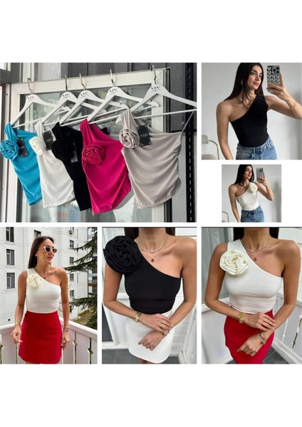 Fuşya Gül Detaylı Tek Kol Bluz fiyatları