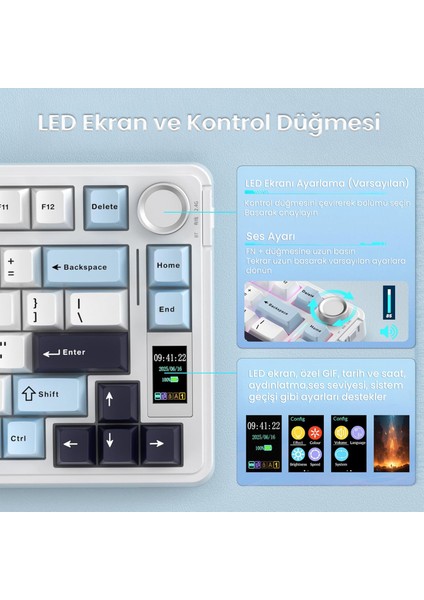 S75 Pro Mekanik Rgb Tkl Seiya Switch Kablosuz Makrolu Hot Swap Klavye Lacivert modelleri