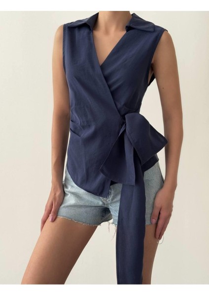 Modal Kumaş Yandan Bağlamalı Kuşaklı Yelek Bluz fırsatları