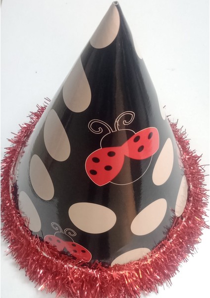 ayşecik yılbaşıveparti ıçin puantiyeli karışık renkli lakeli karton külah parti şapkası 50li paker