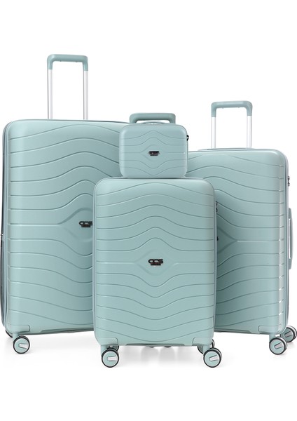 Ultra Hafif Polipropilen Körüklü Ekstra Hacim 4 Lü Valiz Seti + Makyaj Çantası