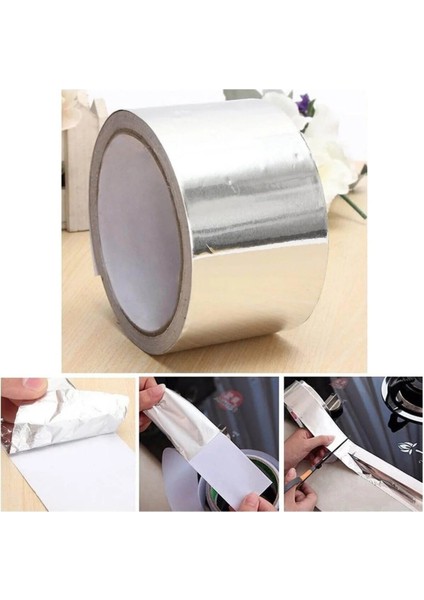 Alüminyum Yanmaz Folyo Bant Tamir Soba Boru Bandı Suya Sıcağa Dayanıklı Yama Düz Gri 44 mm x 20 M modelleri