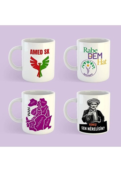 Dem Parti - Amedspor - Konuş Sen Nerelisin - Wan Kupası Seti (4 Adet)