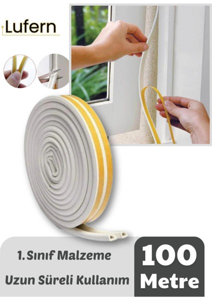 Kalın Kauçuk 2X50=100 mt Ekstra Uzun Beyaz Kapı Pencere Fitili Soğuk Koruyucu Geçirmez Izolasyon