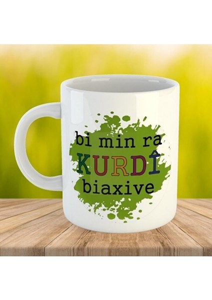 Kürtçe Porselen Kupa - Bi Min Ra Kurdî Biaxive