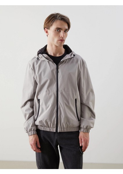 Xsıde Bej Standart Kalıp Kapüşonlu Erkek Yağmurluk