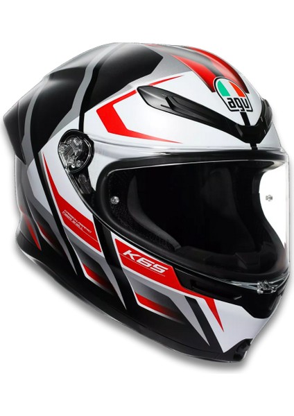 K6 S Karve Matt Black White Red Configuration Kapalı Motosiklet Kaskı Xl