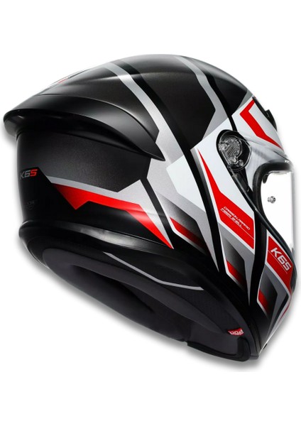 K6 S Karve Matt Black White Red Configuration Kapalı Motosiklet Kaskı Xl