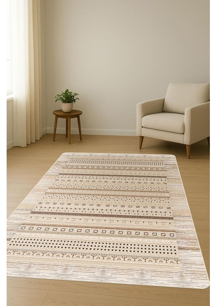 Etnik Desenli Süngerli Kaymaz Dot Taban Dijital Baskı Halı H1069 fiyatları