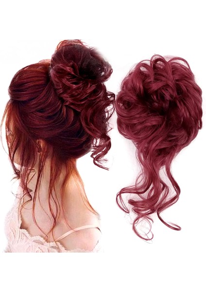 Saçlı Lastikli Kuyruklu Topuz Toka / Kızıl