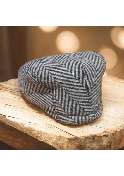 Kışlık Kaşe Şapka Yün Düz Renk Spor London Kasket -Balık Sırtı Gri modelleri