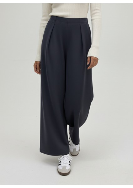 Pileli Bol Pantolon-Antrasit