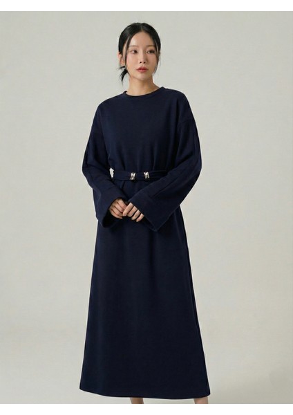 Bel Bağlamalı Elbise-Lacivert fiyatları