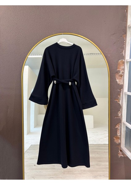 Bel Bağlamalı Elbise-Lacivert modelleri